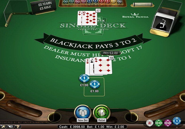 Single Deck Blackjack Professional Series was a  Blackjack Game
